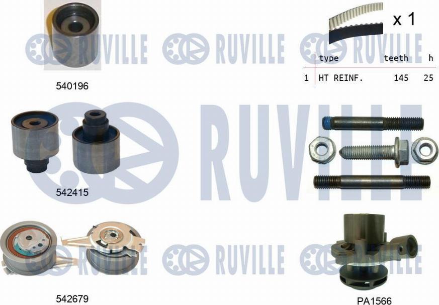 Ruville 5503761 - Водяний насос + комплект зубчатого ременя autozip.com.ua