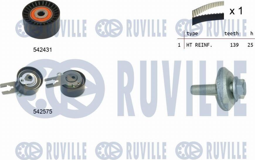 Ruville 550370 - Комплект ременя ГРМ autozip.com.ua