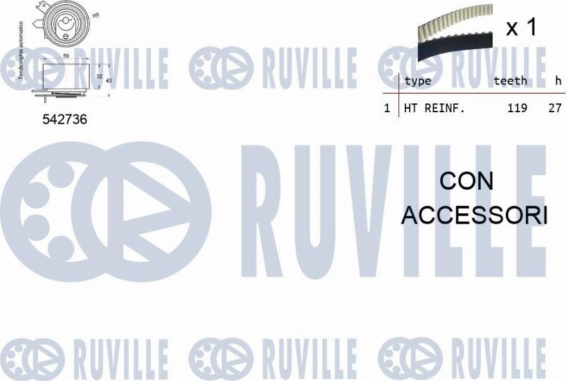 Ruville 550378 - Комплект ременя ГРМ autozip.com.ua