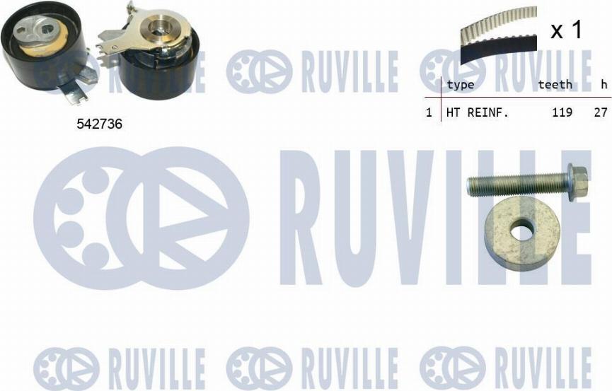 Ruville 550501 - Комплект ременя ГРМ autozip.com.ua