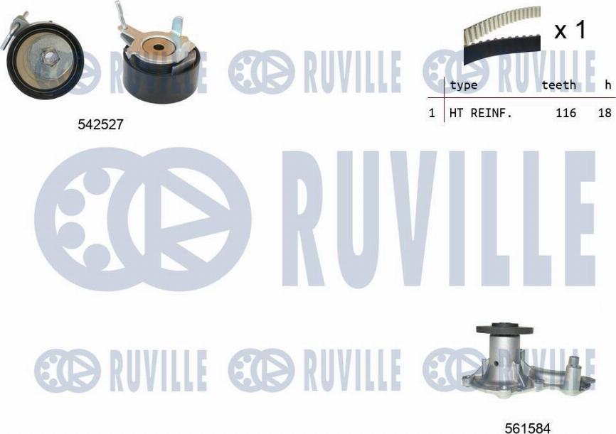 Ruville 5503731 - Водяний насос + комплект зубчатого ременя autozip.com.ua