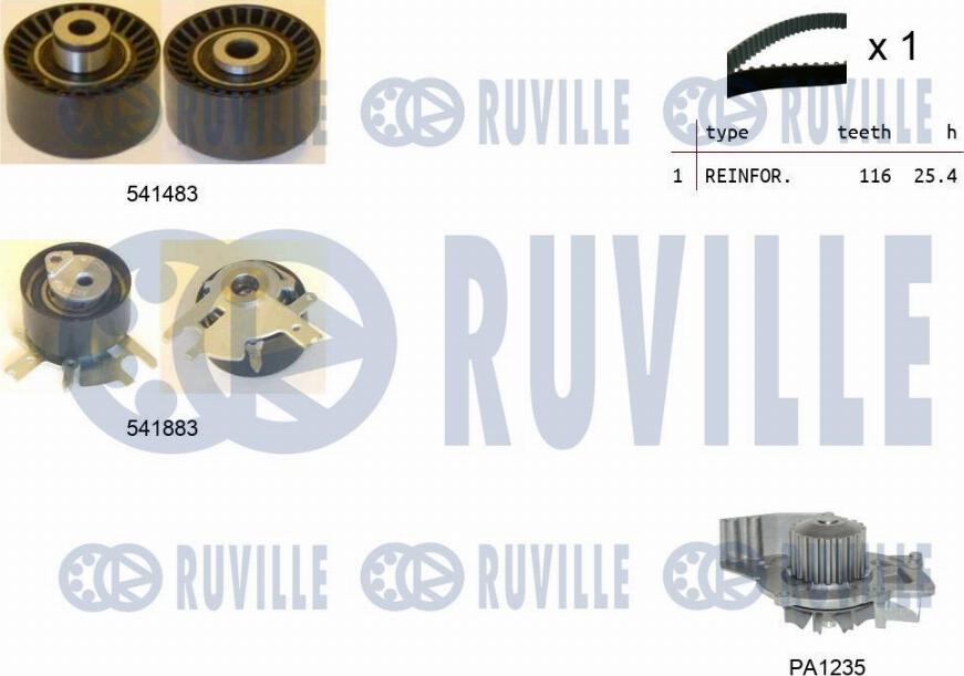 Ruville 5502962 - Водяний насос + комплект зубчатого ременя autozip.com.ua