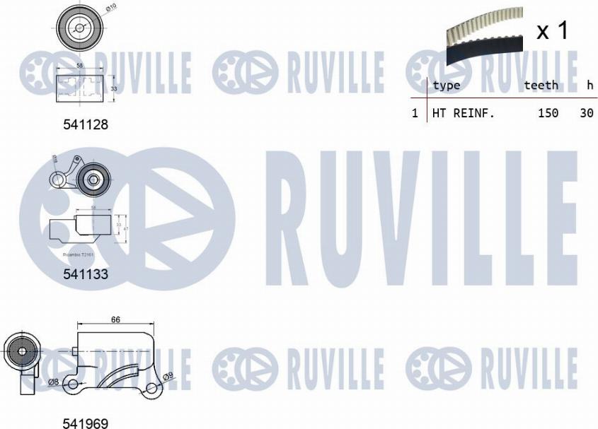 Ruville 550291 - Комплект ременя ГРМ autozip.com.ua