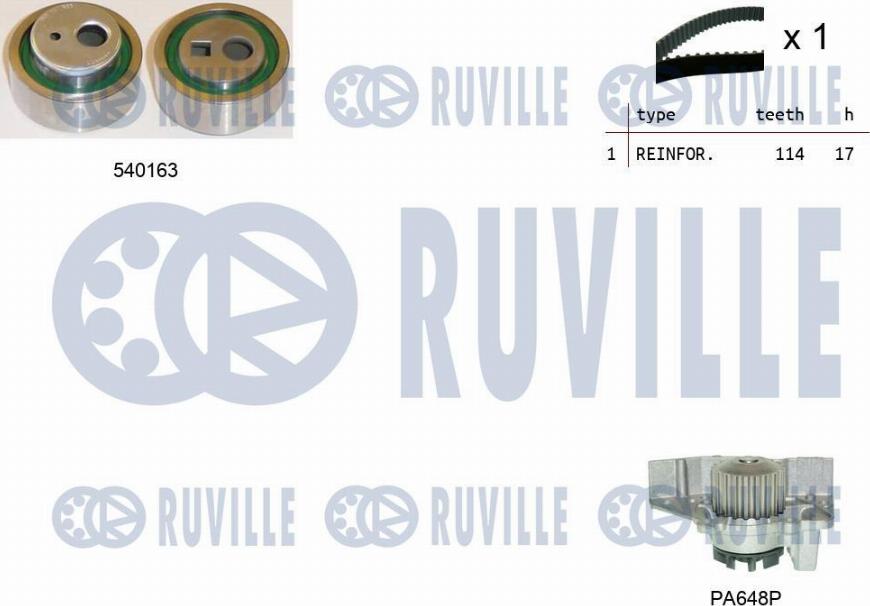 Ruville 5502241 - Водяний насос + комплект зубчатого ременя autozip.com.ua