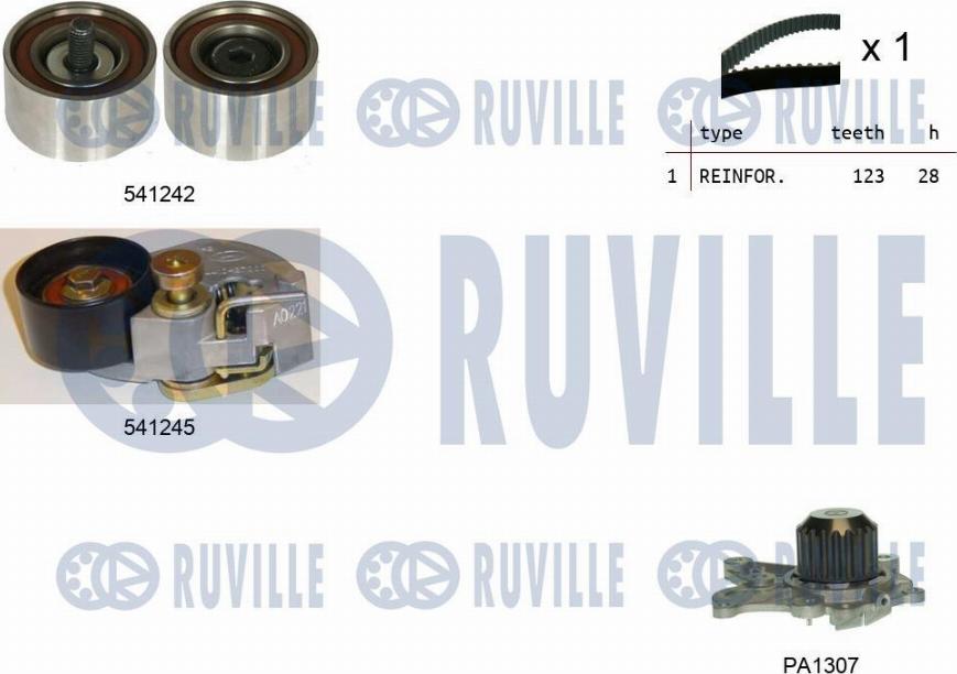 Ruville 5502751 - Водяний насос + комплект зубчатого ременя autozip.com.ua