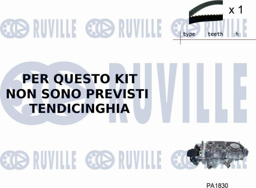 Ruville 55B0061 - Водяний насос + комплект зубчатого ременя autozip.com.ua