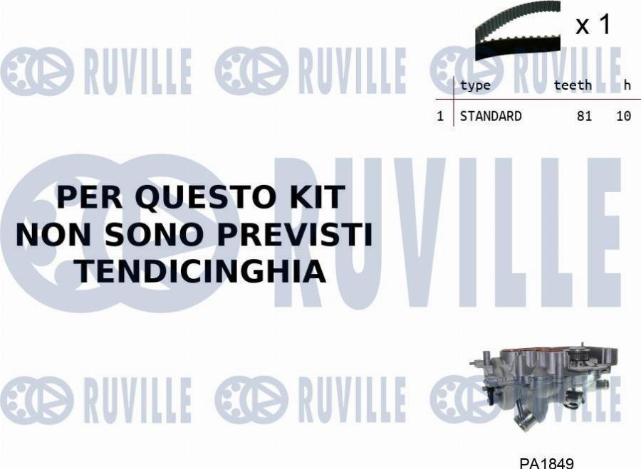 Ruville 55B0062 - Водяний насос + комплект зубчатого ременя autozip.com.ua