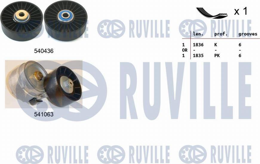 Ruville 570095 - Поликлиновий ремінний комплект autozip.com.ua