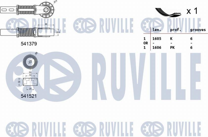 Ruville 570059 - Поликлиновий ремінний комплект autozip.com.ua
