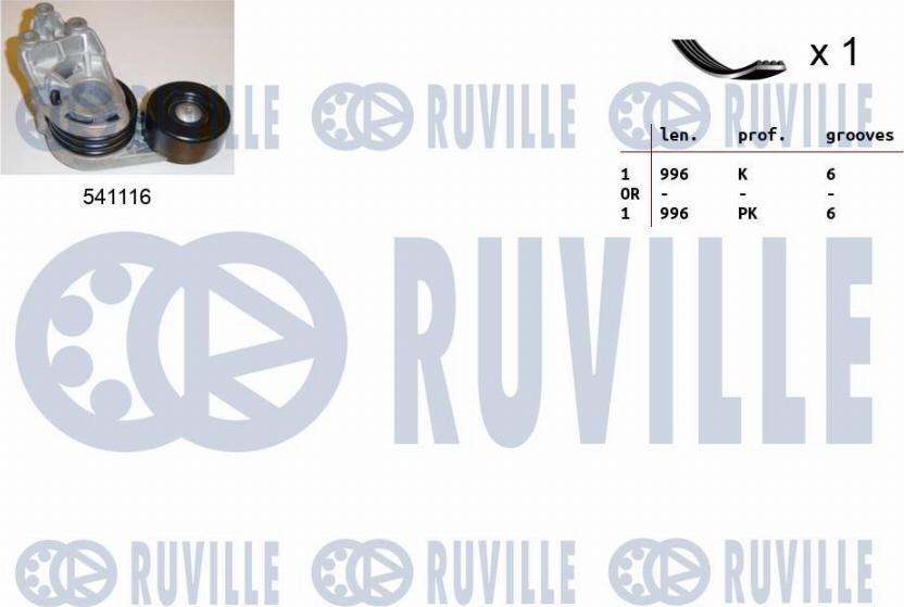 Ruville 570068 - Поликлиновий ремінний комплект autozip.com.ua