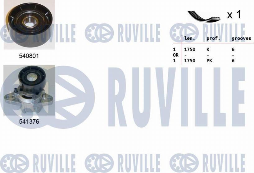 Ruville 570084 - Поликлиновий ремінний комплект autozip.com.ua