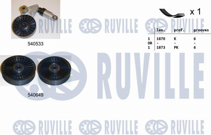 Ruville 570078 - Поликлиновий ремінний комплект autozip.com.ua