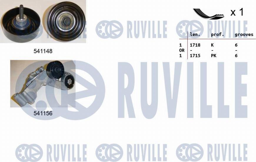 Ruville 570143 - Поликлиновий ремінний комплект autozip.com.ua