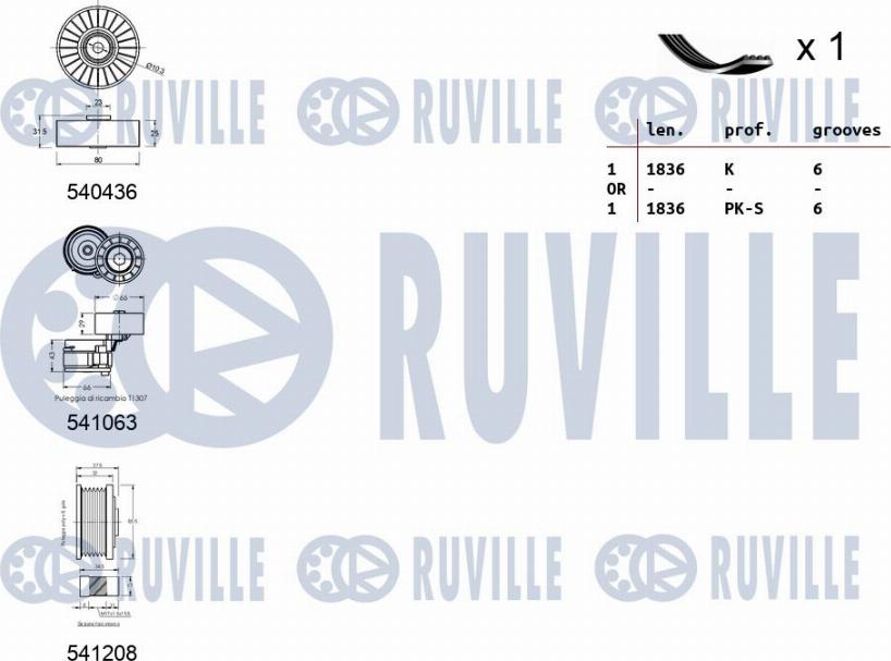 Ruville 570159 - Поликлиновий ремінний комплект autozip.com.ua