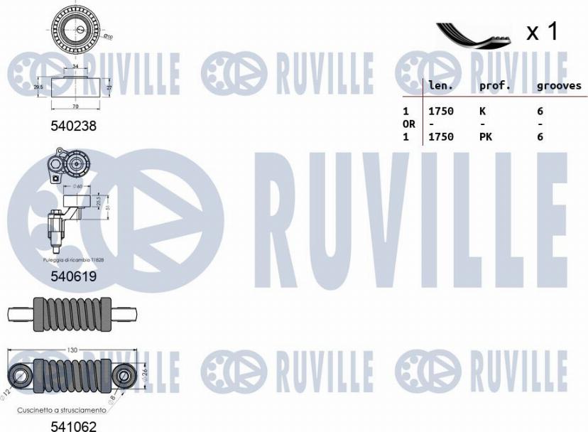 Ruville 570150 - Поликлиновий ремінний комплект autozip.com.ua
