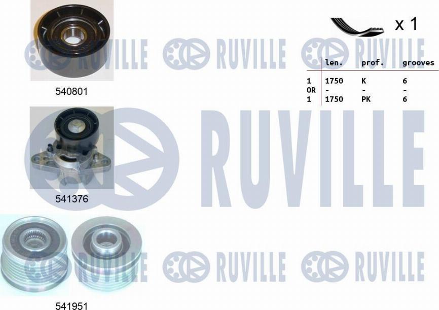 Ruville 570164 - Поликлиновий ремінний комплект autozip.com.ua