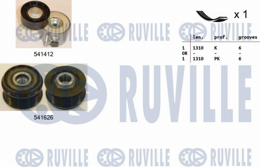 Ruville 570160 - Поликлиновий ремінний комплект autozip.com.ua