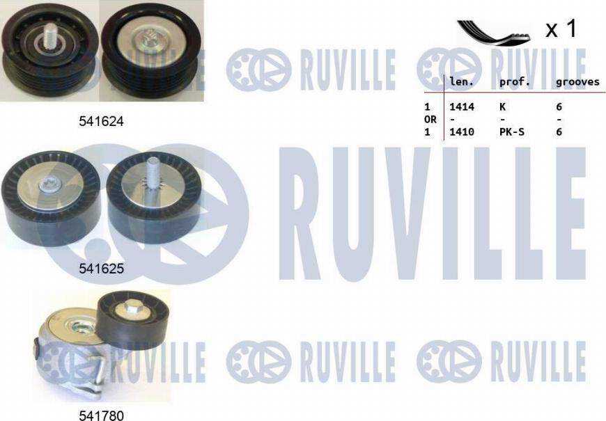 Ruville 570168 - Поликлиновий ремінний комплект autozip.com.ua