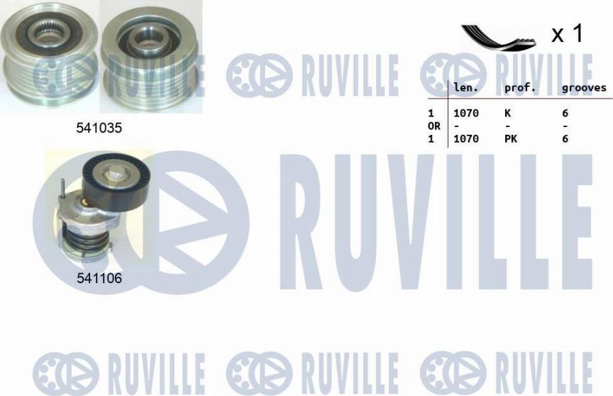 Ruville 570100 - Поликлиновий ремінний комплект autozip.com.ua