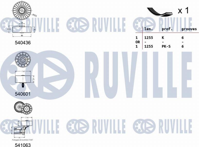 Ruville 570116 - Поликлиновий ремінний комплект autozip.com.ua