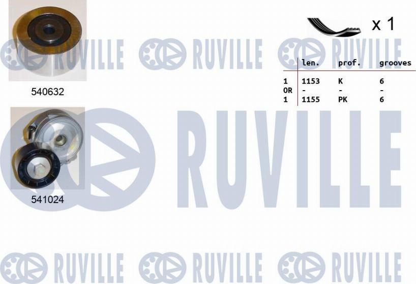 Ruville 570188 - Поликлиновий ремінний комплект autozip.com.ua