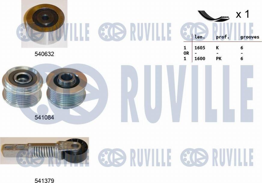 Ruville 570138 - Поликлиновий ремінний комплект autozip.com.ua