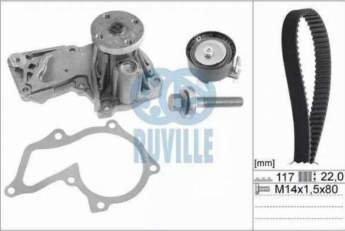 Ruville 57118701 - Водяний насос + комплект зубчатого ременя autozip.com.ua