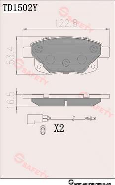 SAFETY TD1502Y - Гальмівні колодки, дискові гальма autozip.com.ua
