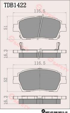 SAFETY TDB1422 - Гальмівні колодки, дискові гальма autozip.com.ua
