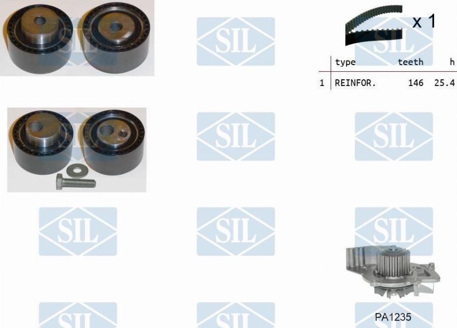 Saleri SIL K4PA1235 - Водяний насос + комплект зубчатого ременя autozip.com.ua