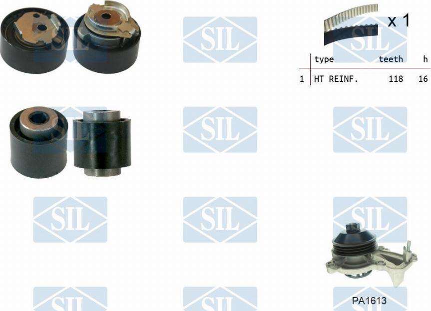 Saleri SIL K1PA1613 - Водяний насос + комплект зубчатого ременя autozip.com.ua