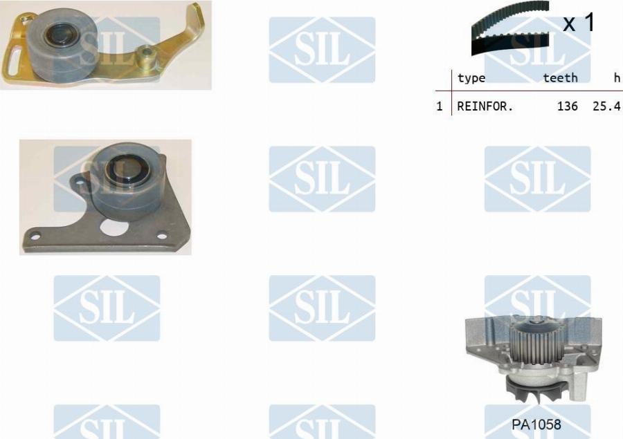 Saleri SIL K1PA1058 - Водяний насос + комплект зубчатого ременя autozip.com.ua