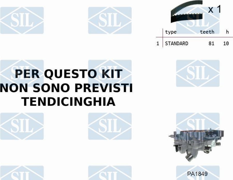 Saleri SIL K1PA1849 - Водяний насос + комплект зубчатого ременя autozip.com.ua