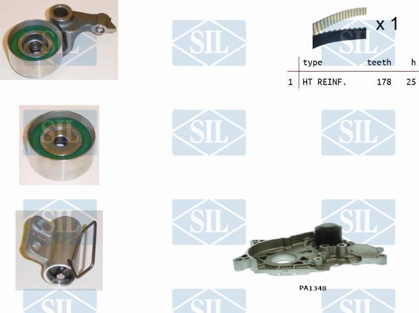Saleri SIL K1PA1348 - Водяний насос + комплект зубчатого ременя autozip.com.ua