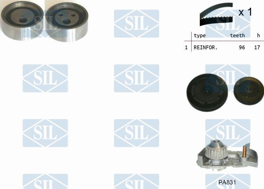 Saleri SIL K1PA831 - Водяний насос + комплект зубчатого ременя autozip.com.ua