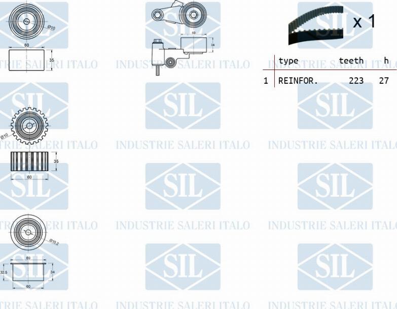 Saleri SIL TK1313 - Комплект ременя ГРМ autozip.com.ua