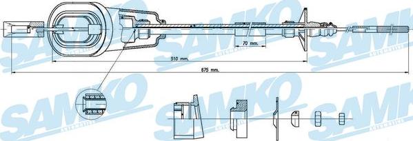 Samko C0317C - Трос, управління зчепленням autozip.com.ua