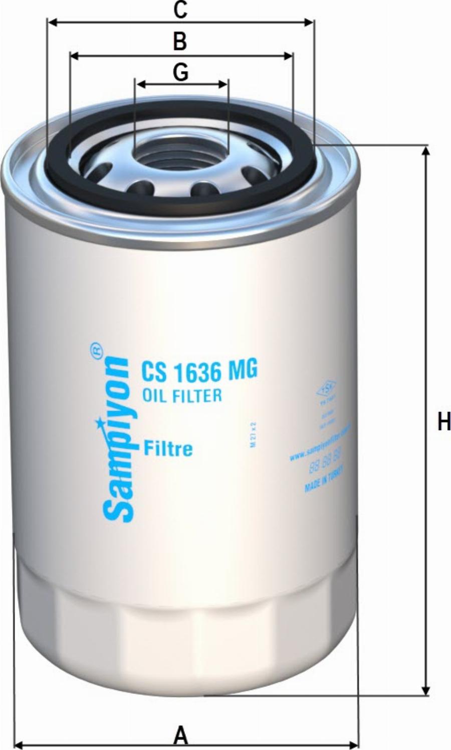 SAMPIYON FILTER CS 1636 MG - Масляний фільтр autozip.com.ua