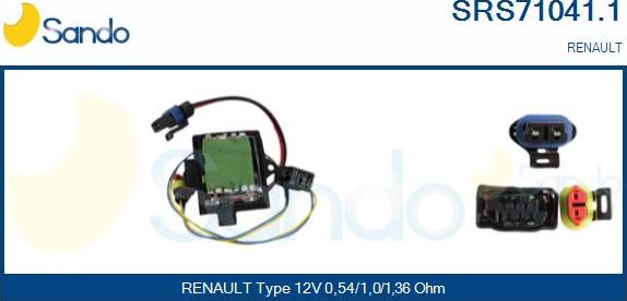 Sando SRS71041.1 - Опір, реле, вентилятор салону autozip.com.ua