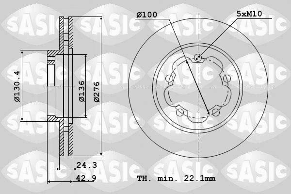 Sasic 9004909J - Гальмівний диск autozip.com.ua