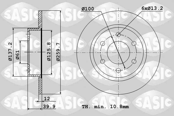 Sasic 9004410J - Гальмівний диск autozip.com.ua