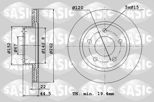Sasic 9004417J - Гальмівний диск autozip.com.ua