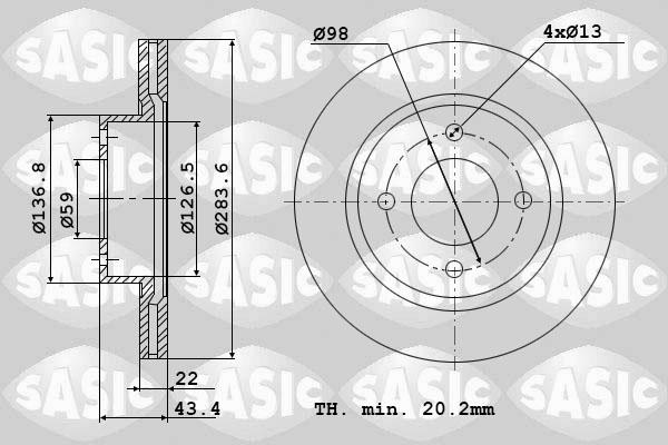 Sasic 9004482J - Гальмівний диск autozip.com.ua