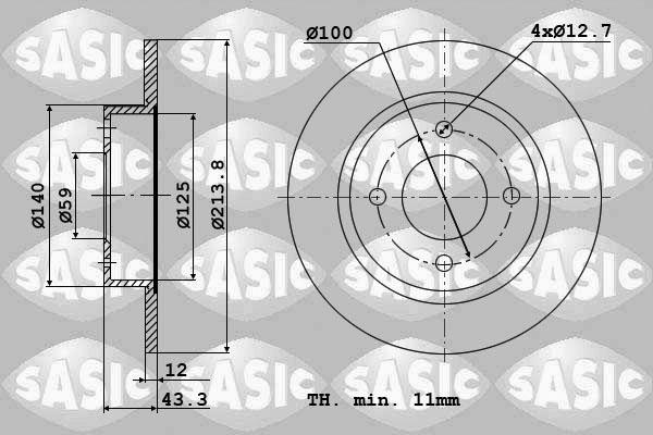 Sasic 9004566J - Гальмівний диск autozip.com.ua