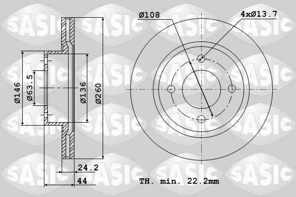 Sasic 9004808J - Гальмівний диск autozip.com.ua