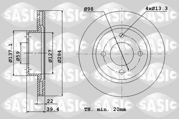 Sasic 9004815J - Гальмівний диск autozip.com.ua