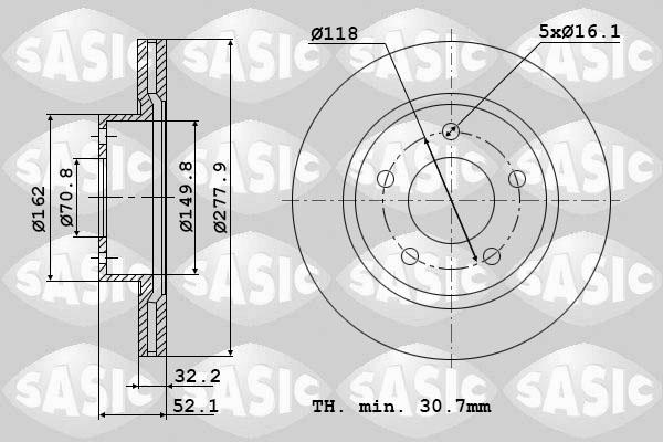 Sasic 9004875J - Гальмівний диск autozip.com.ua