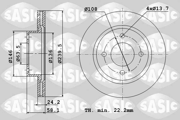 Sasic 9004306J - Гальмівний диск autozip.com.ua