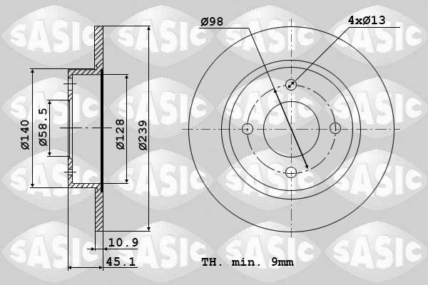 Sasic 9004313J - Гальмівний диск autozip.com.ua