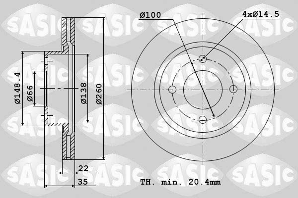 Sasic 9004372J - Гальмівний диск autozip.com.ua